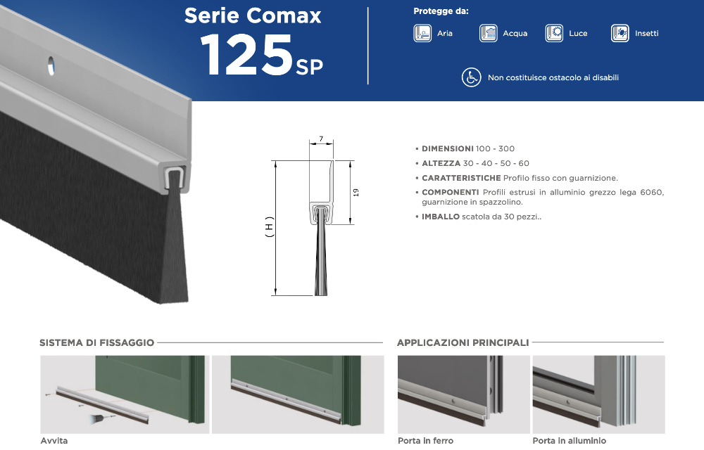 DIY Fixed Draft Excluder for Door - 125SP Comaglio Comax