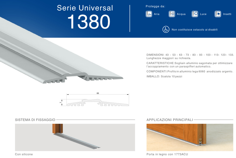 Soglia in Alluminio per Paraspifferi 1380 Comaglio Universal