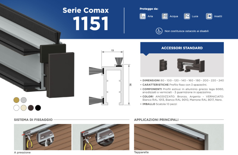 Paraspiffero per Tapparella 1151 Comaglio Serie Comax