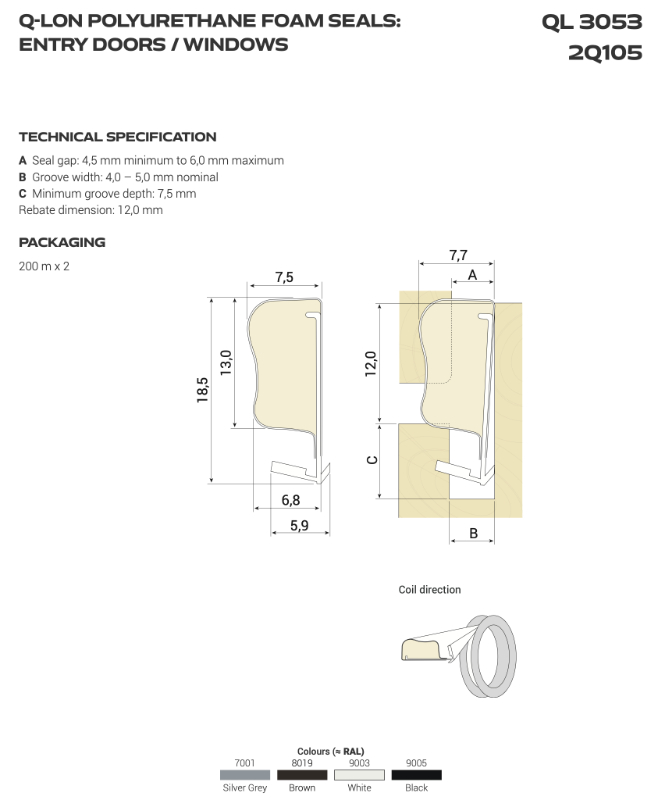 Guarnizione Schlegel QL 3053 in Schiuma di Poliuretano per Finestre in Legno