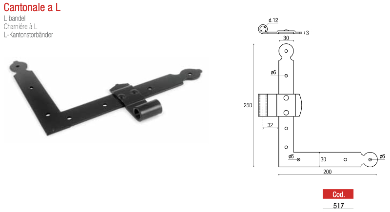 L- Bandel Corner Adem 517 - Fixing Bracket - Angular Support