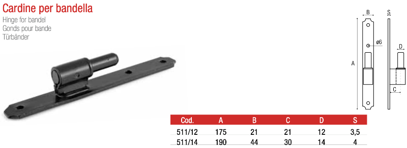 Hinge for Bandel 511 Adem - Accessories for Wooden Doors