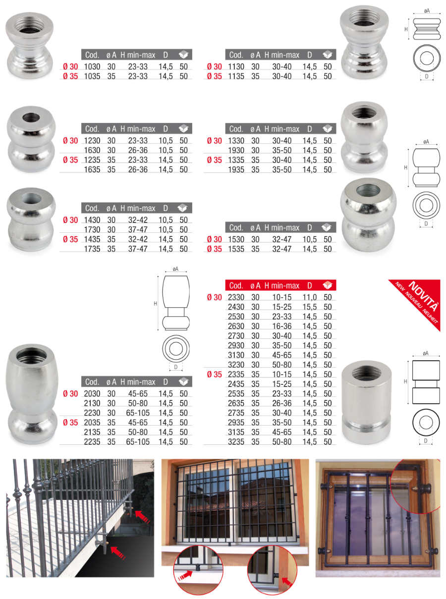 Entretoise pour Balustrades Réglables de Différentes Tailles