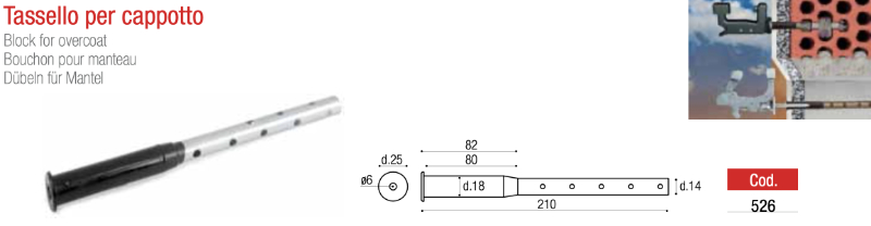 Dübeln für Mantel Adem 526