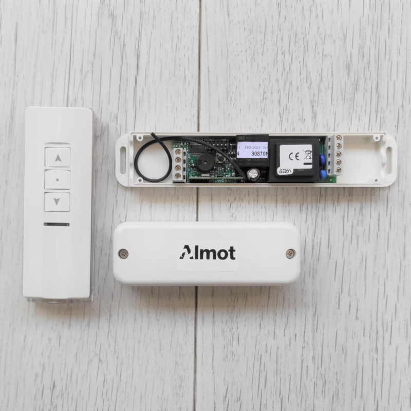 Almot Steuereinheits-Set mit Fernbedienung und Windsensor für Rollläden, Vorhänge, Vasistas, Sonnenschirme, Lichter