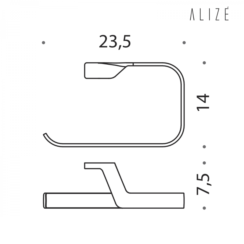 Porta Asciugamano per Bagno - Colombo Design Alizé B2509 - Misure