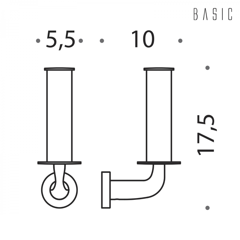 Porta Rotolo Carta Igienica Verticale - Colombo Design Basic B2790 - Misure