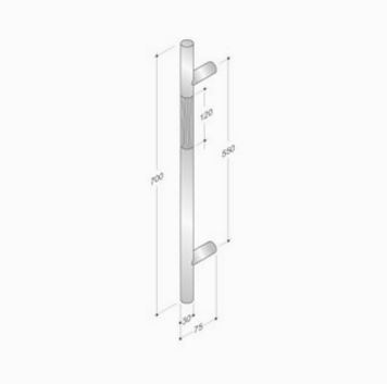 maniglione pba legno e acciaio inox misure