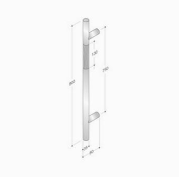 maniglione pba legno e acciaio inox misure