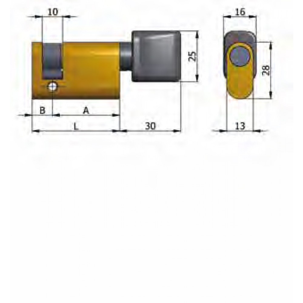 Art.144/07 Omec; Mezzo Cilindro con Pomolo Ottone Ovale