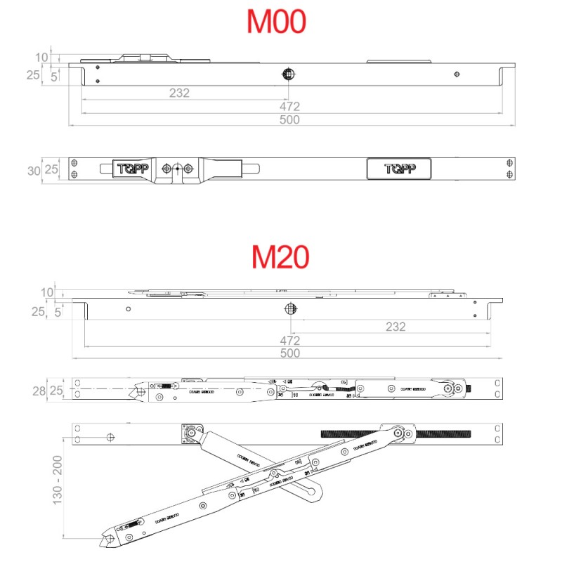 Attuatore a Scomparsa con Multi-chiusura Integrata M00 M20 Topp