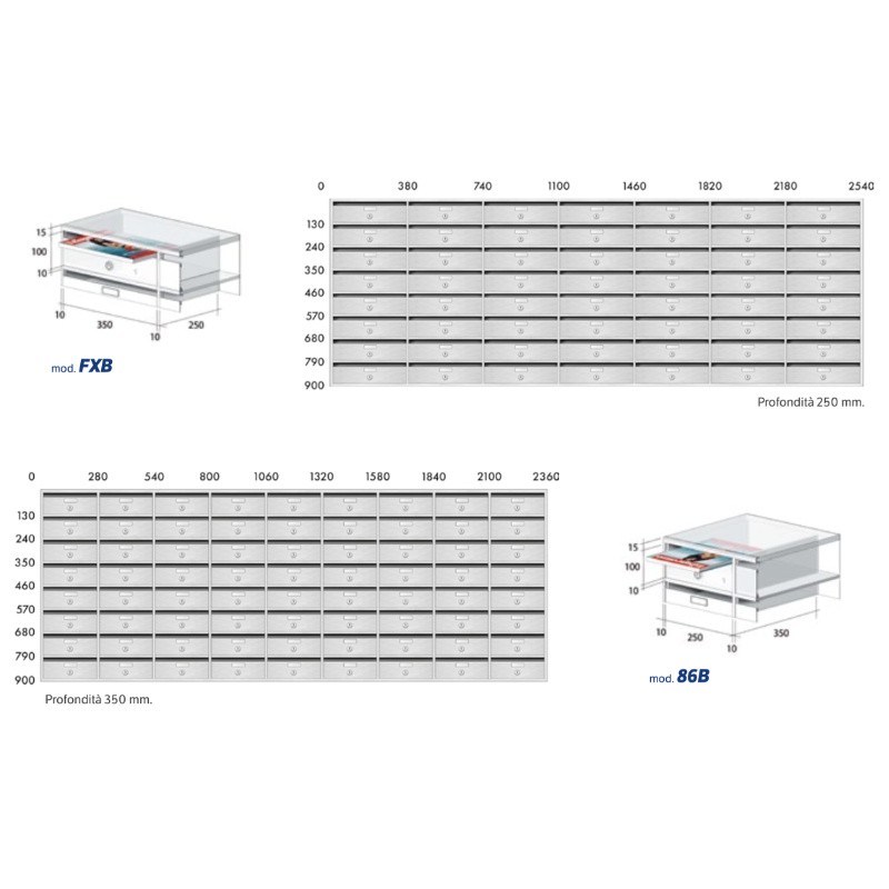 Cassette della Posta Condominio Fatte su Misura FXB / 86B