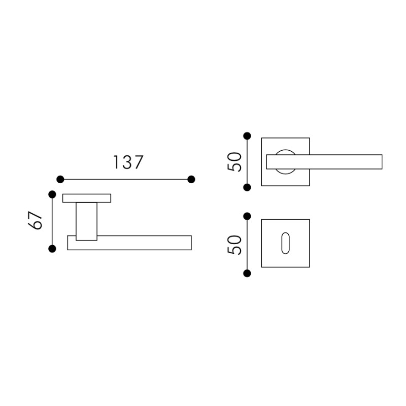 City Arieni 9151 Maniglia per Porta con Rosetta Quadrata