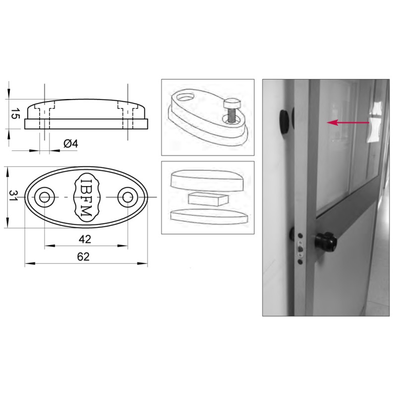 Ferma porta con magnete: Ferro nichelato/alluminio