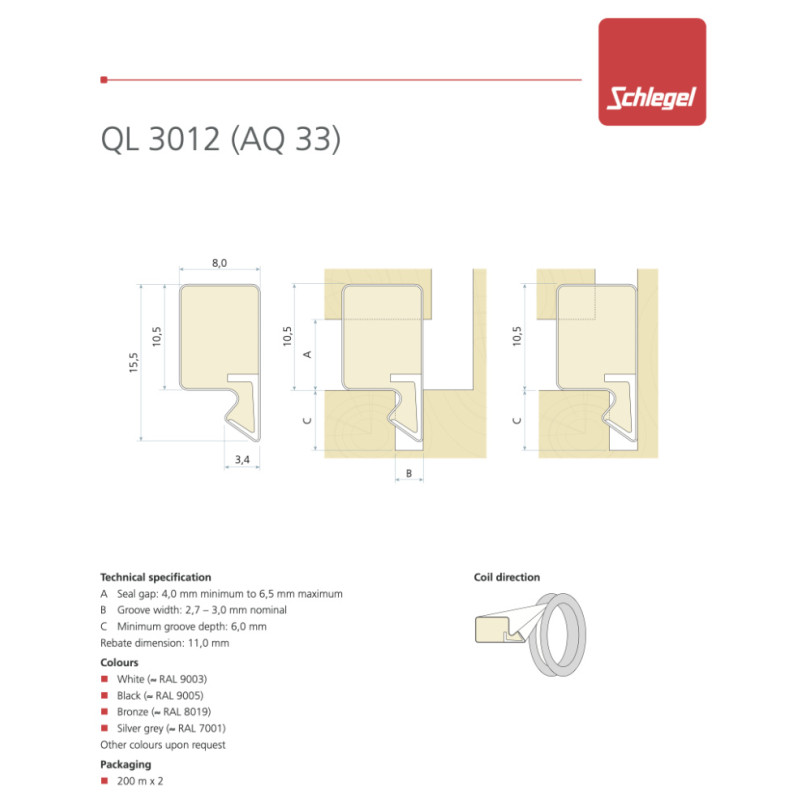 Guarnizione QL 3012 Schlegel per Finestre in Legno