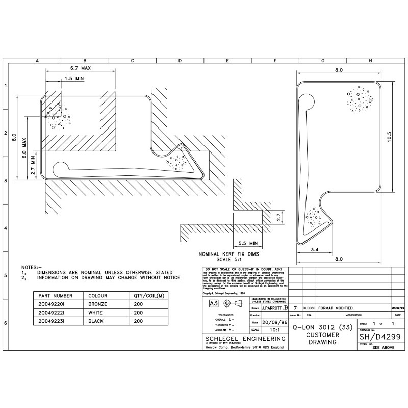 Guarnizione QL 3012 Schlegel per Finestre in Legno Ottima Tenuta