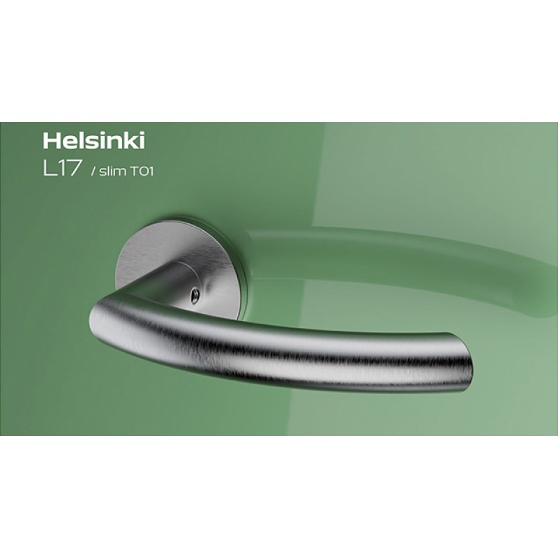 Helsinki Reguitti Inox Maniglia Porta con Rosetta Tonda Slim